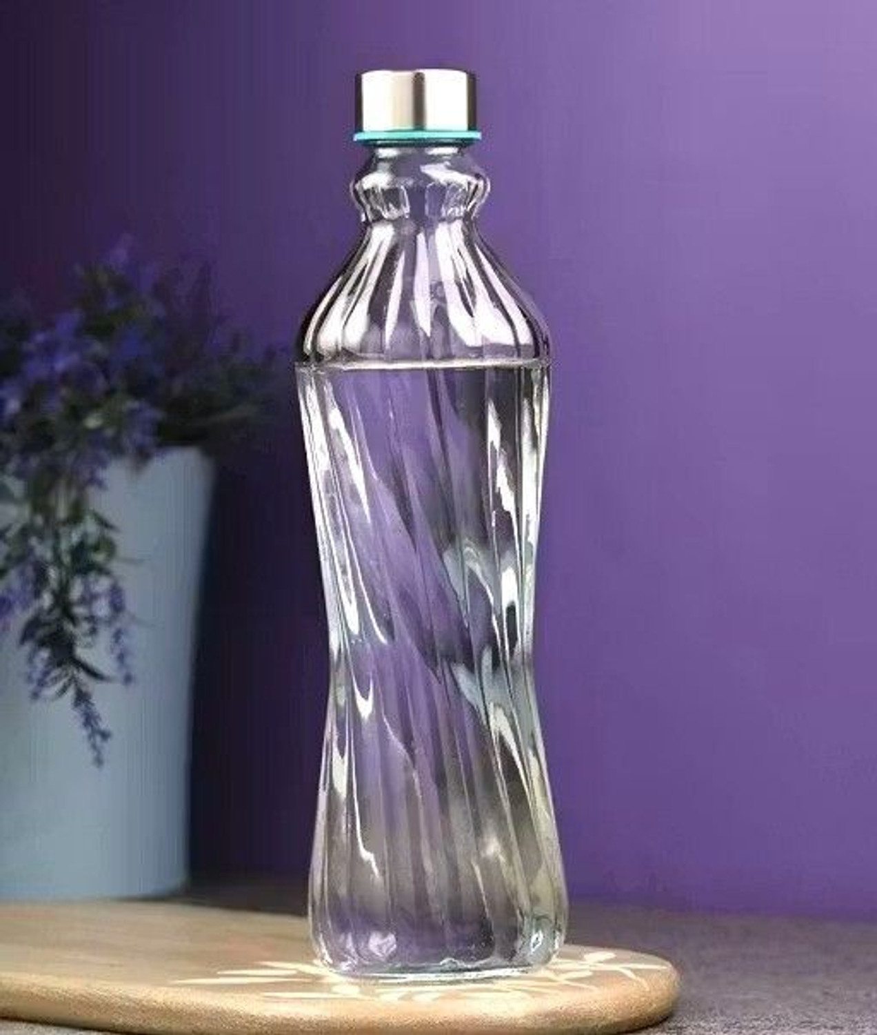 Image of VibeGlass Twisted Glass Water Bottle 1000 ml Glass Bottle