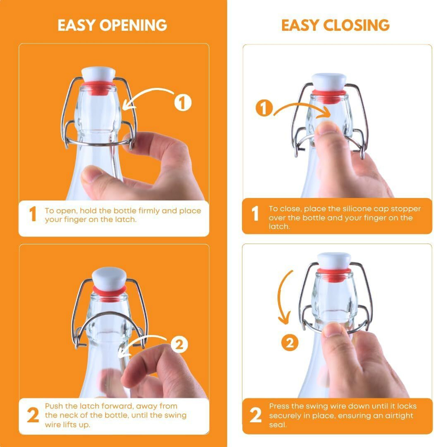 Image of AAnami Swing Top Clear Glass Bottles Cap Bottles With Stoppers,Flip Top Glass Bottles 1000 ml Glass Bottle