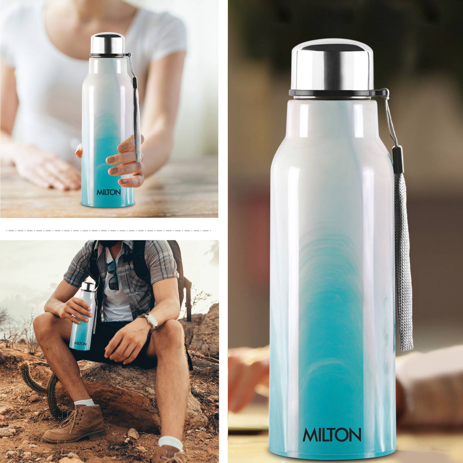 MILTON Steel Marble 900 630ml Aqua Green Bottle - Image 5