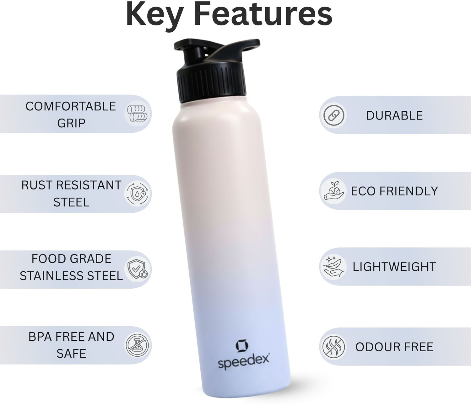 Image of SPEEDEX Water Bottle 1 Ltr 1000 ml, BIS Approved, Leak Proof for Office, School, Gym 1000 ml Stainless Steel Sipper