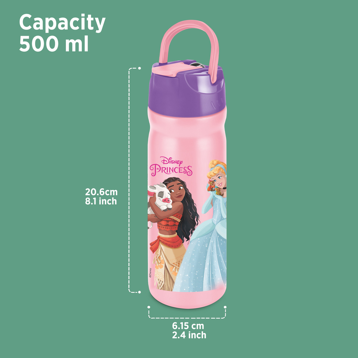 Image of MILTON Disney Max 600 Sipper Stainless Steel 500 ml Water Bottle ISI Certified, Pink 500 ml Stainless Steel Bottle