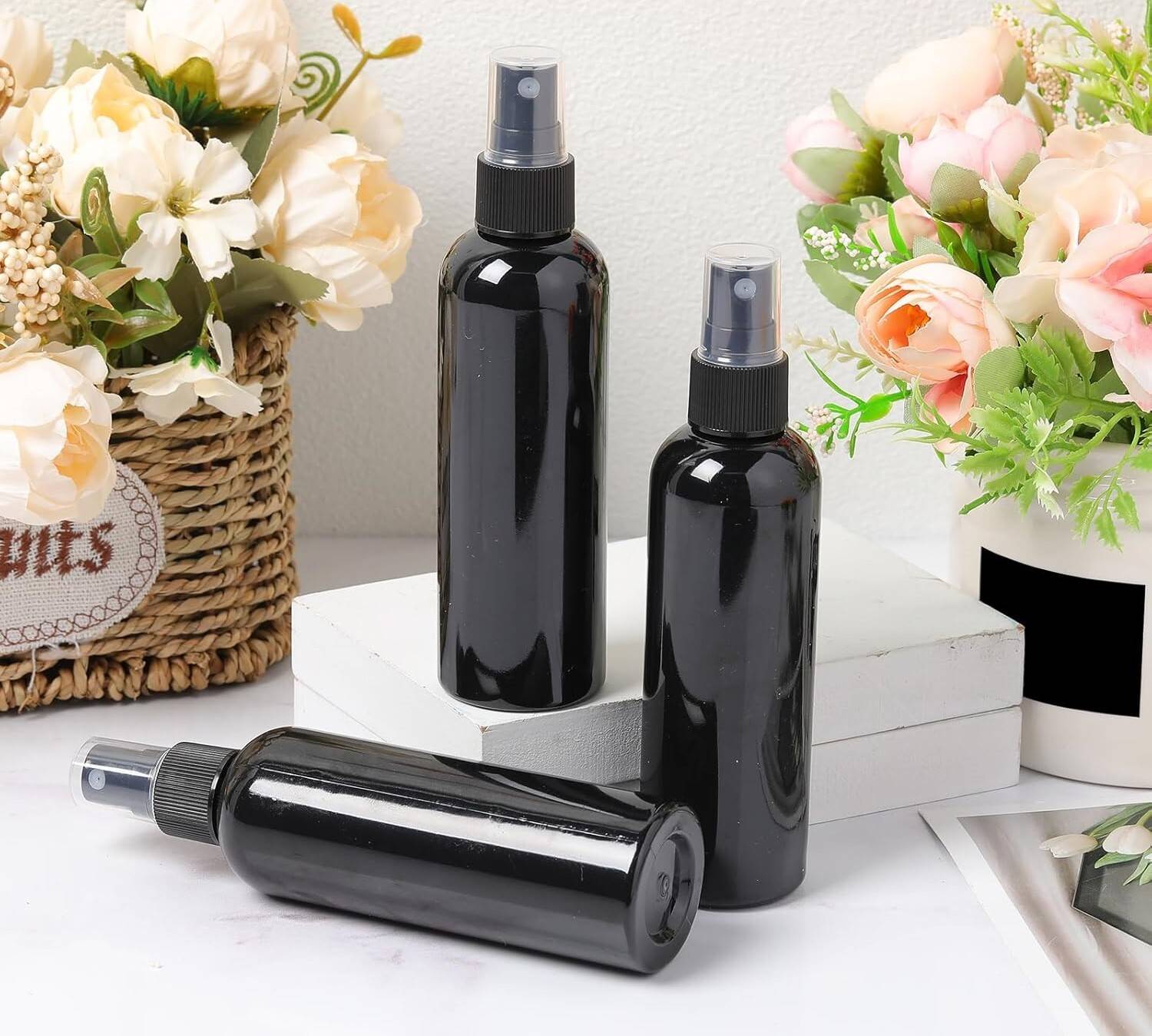 ASTRAMART PACK OF 3 - 200ML SOLID DURABLE BLACK COSMETIC SPRAY BOTTLE 200 ml PET Spray Bottle