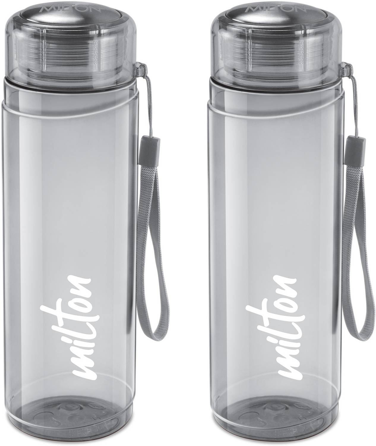 MILTON Hector 1000 Pet Water Bottle, Set of 2, 1 Litre Each, Grey 1000 ml Plastic Bottle
