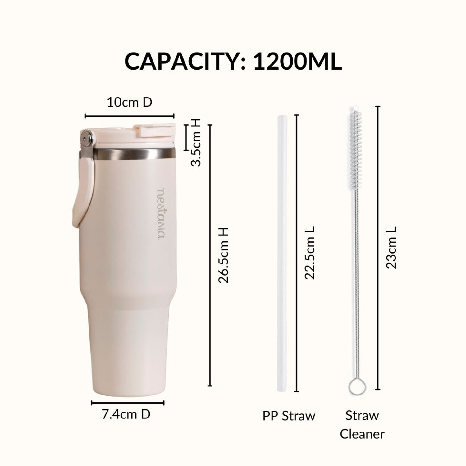 Image of Nestasia PickSip 40 Insulated Tumbler Bottle With Top Handle 1200 ml Stainless Steel Bottle