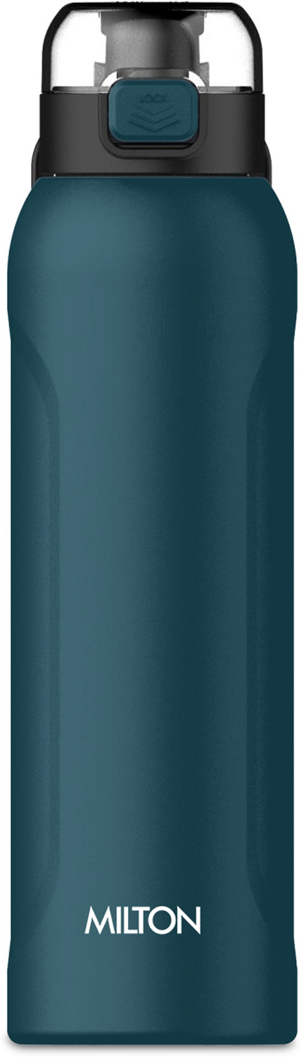 Image of MILTON Dual Flow 600 Thermosteel Water Bottle 595 ml with Twin Lid Sip or Gulp, Green 595 ml Stainless Steel Bottle