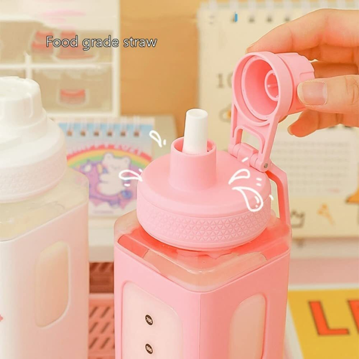 Image of Khunt Enterprise Kawai bottle Leakproof Durable BPA-free Non-Toxic Water bottle for home, office 700 ml Plastic Bottle (Pack of 1, Multicolor)