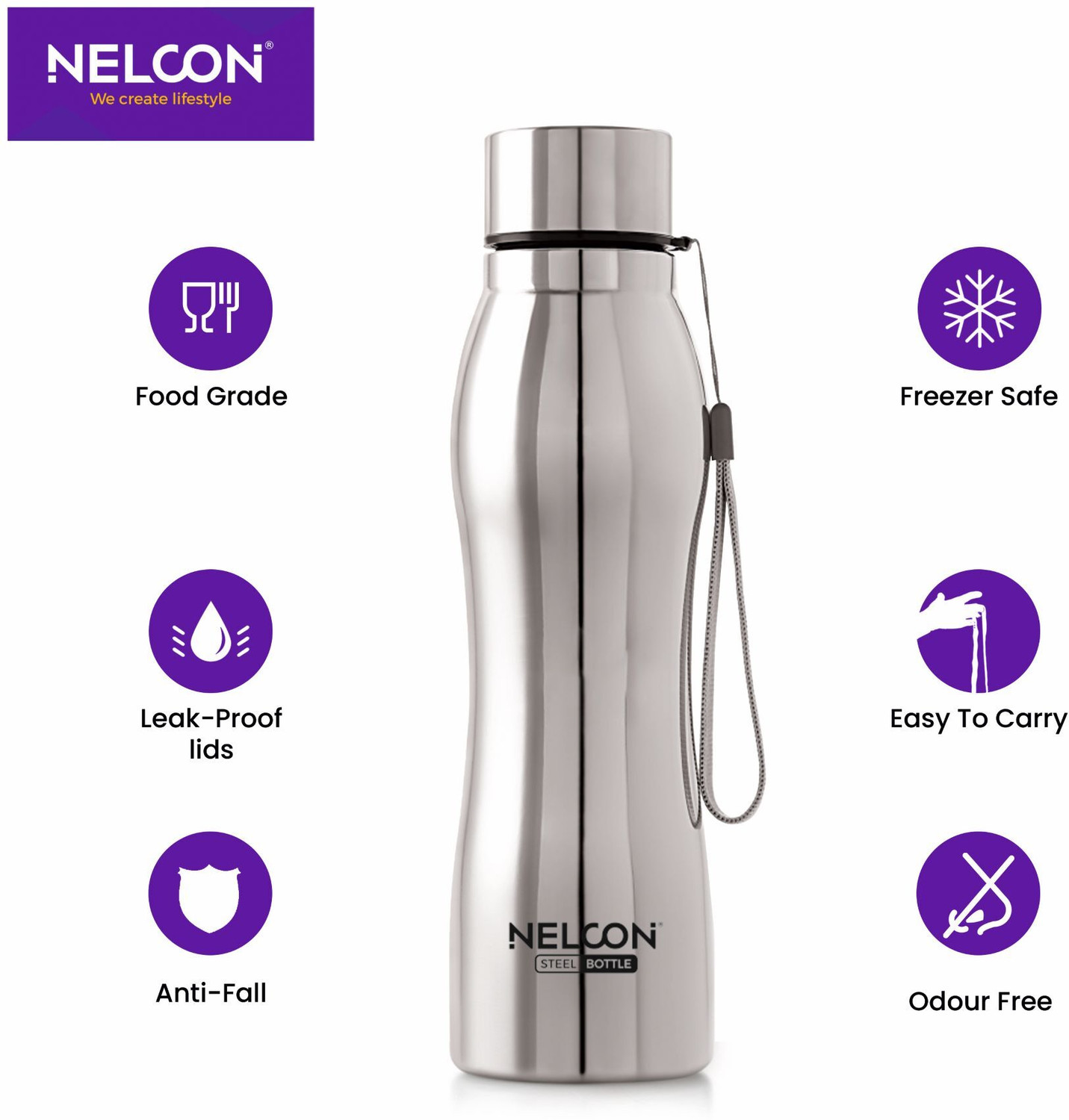 Image of Nelcon Stainless Steel Water Bottle 1000ML For Regular Basis Leak Proof Office Bottle 1000 ml Stainless Steel Bottle