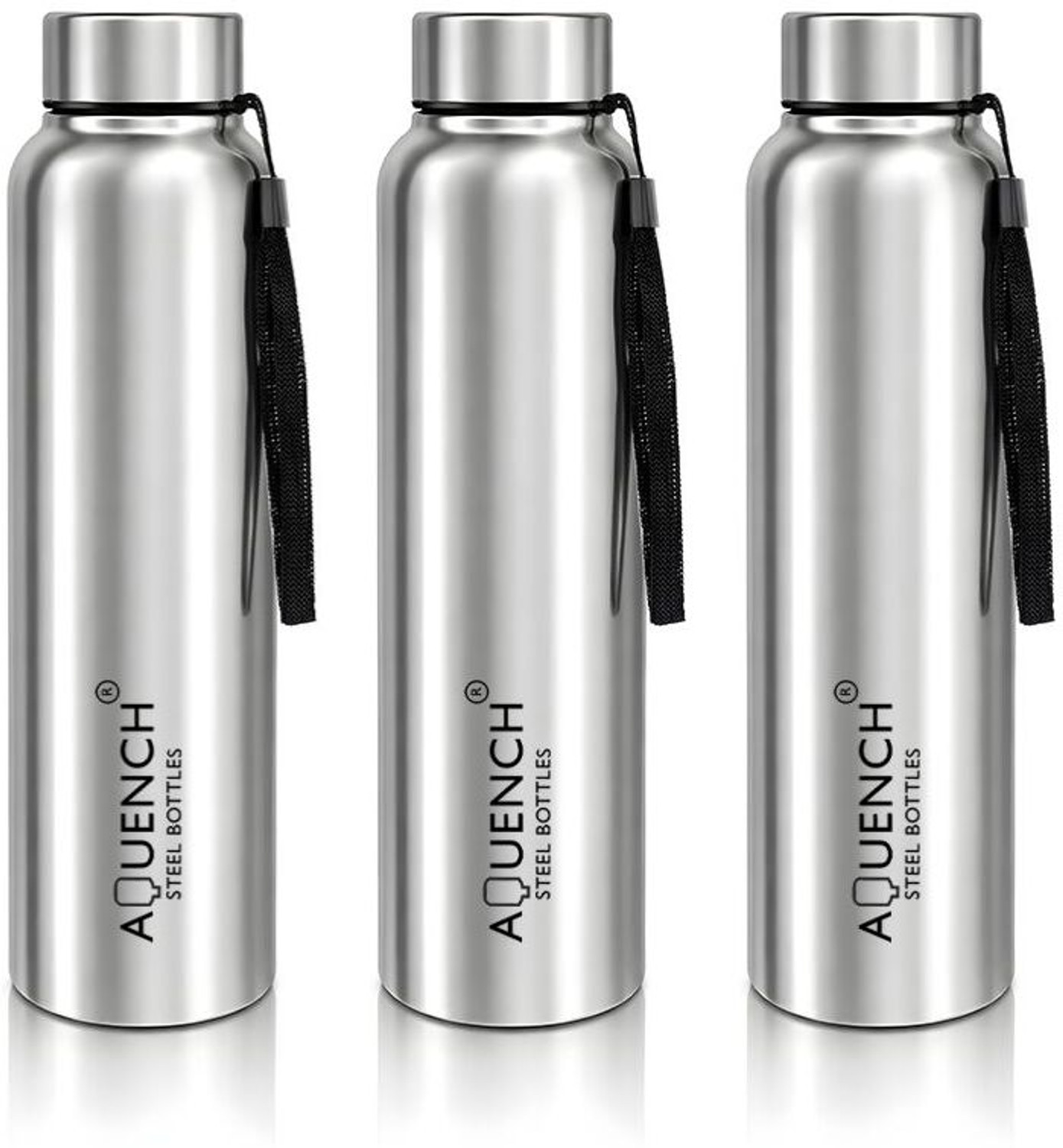 Image of AQUENCH Lean Stainless Steel 1L Water Bottle Combo for Fridge, Office, Gym & Home Use 1000 ml Stainless Steel Bottle