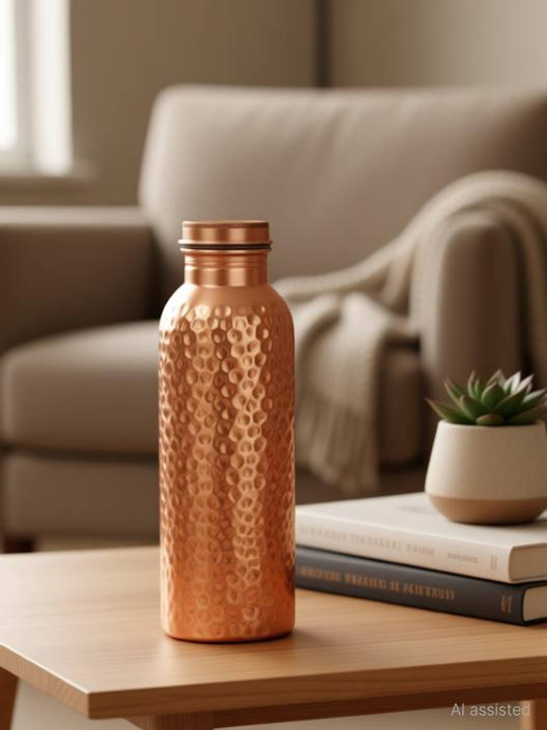 Akansha Traders Hammered Copper Bottle, 1 Litter 1000 ml Copper Bottle