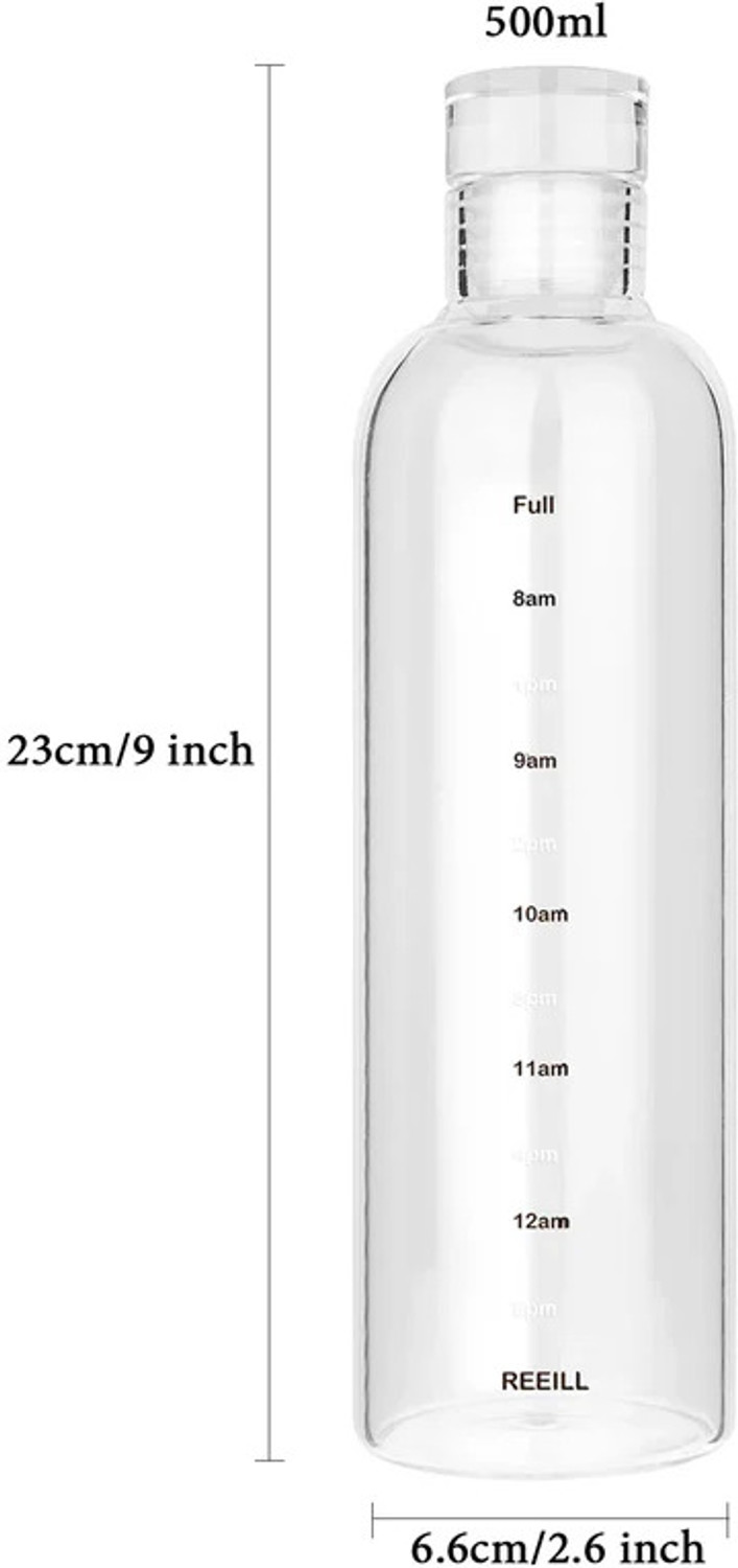 Image of Flipkart SmartBuy Borosilicate Glass Motivational Time Marker Drinking Milk Juice Glass Bottle 500 ml Glass Bottle
