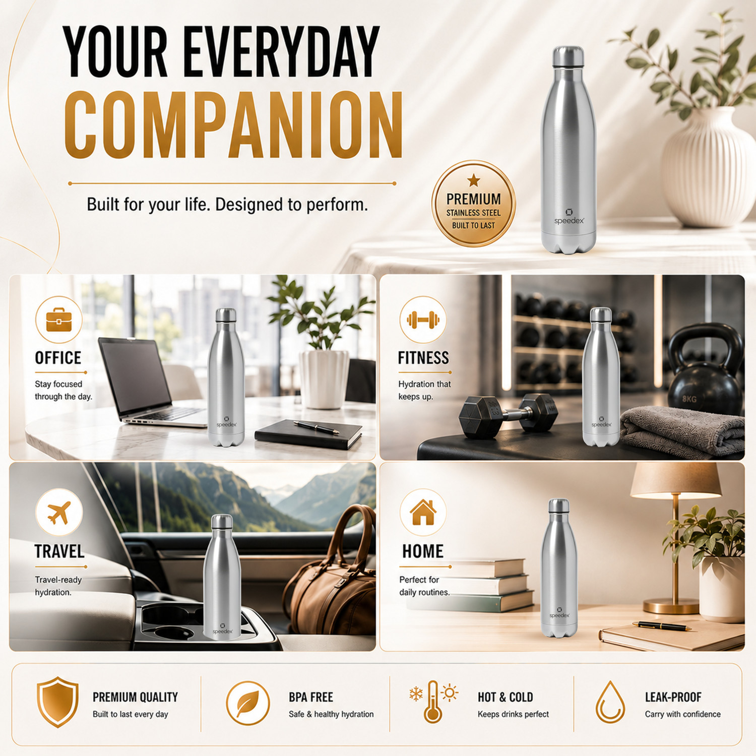Image of SPEEDEX Thermos Hot & Cold Stainless Steel Bottle 750 ml Stainless Steel Flask