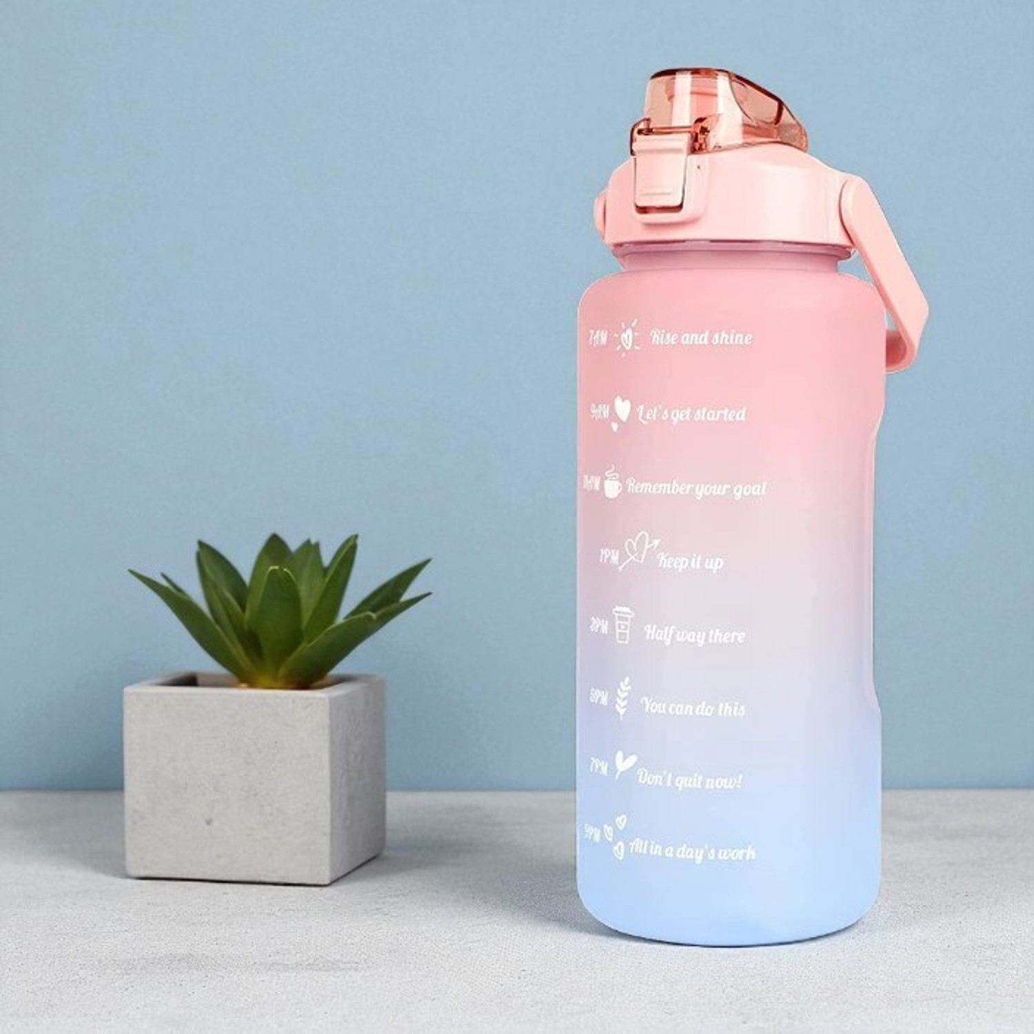 Image of Jmax Motivational Water Bottle 2000ml with straw 2000 ml Silicone Bottle (Pack of 1, Multicolor)
