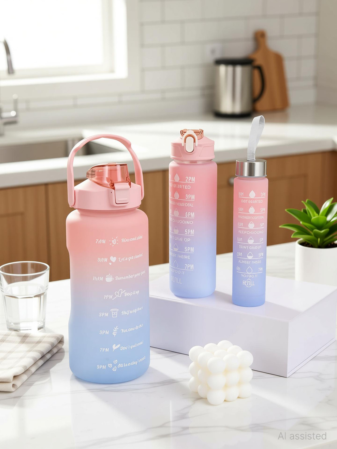 Image of Virtuous 3200 BPA Free Leak Proof Combo Water Bottle Set 3200 ml Silicone Bottle