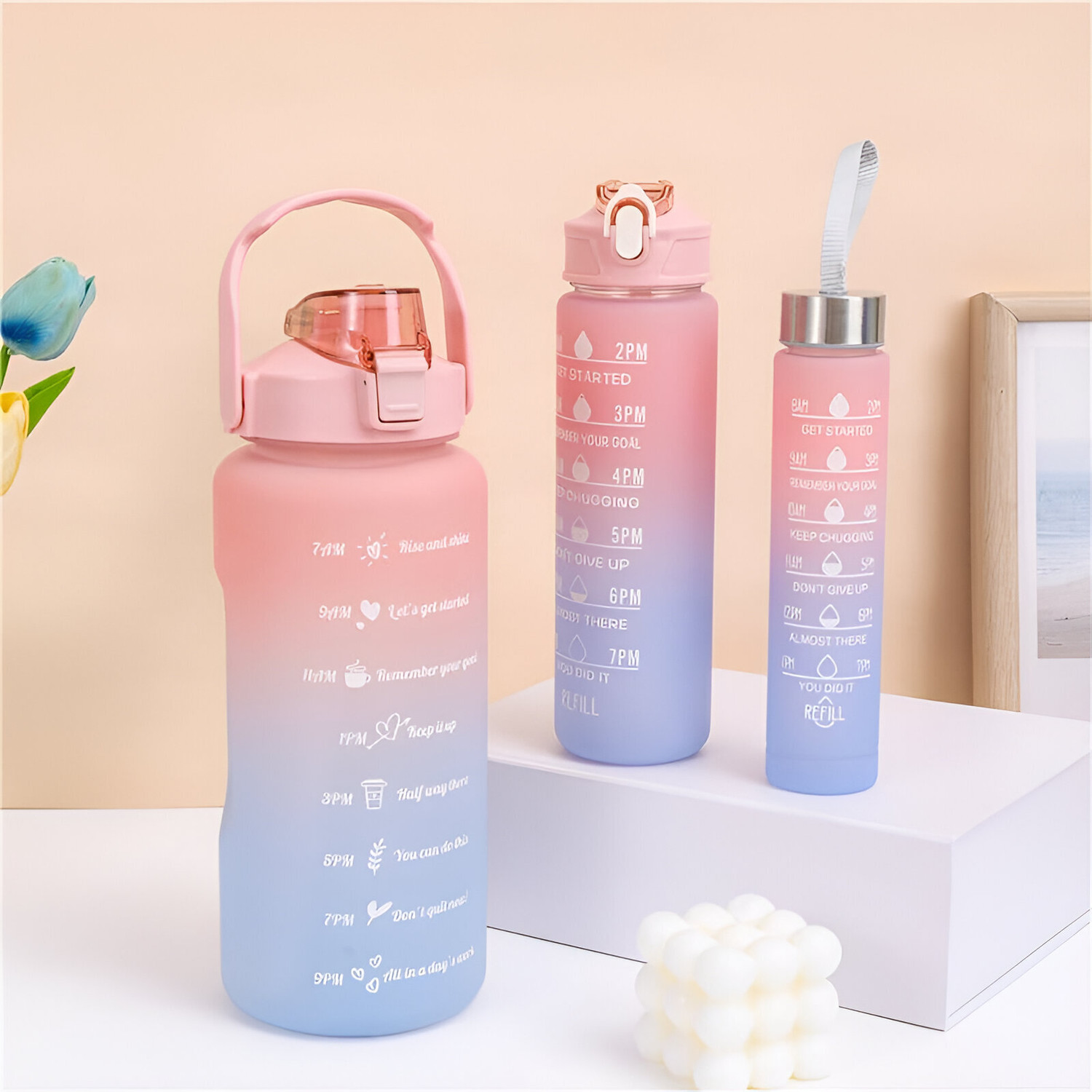 Image of Virtuous 3200 BPA Free Leak Proof Combo Water Bottle Set 3200 ml Silicone Bottle