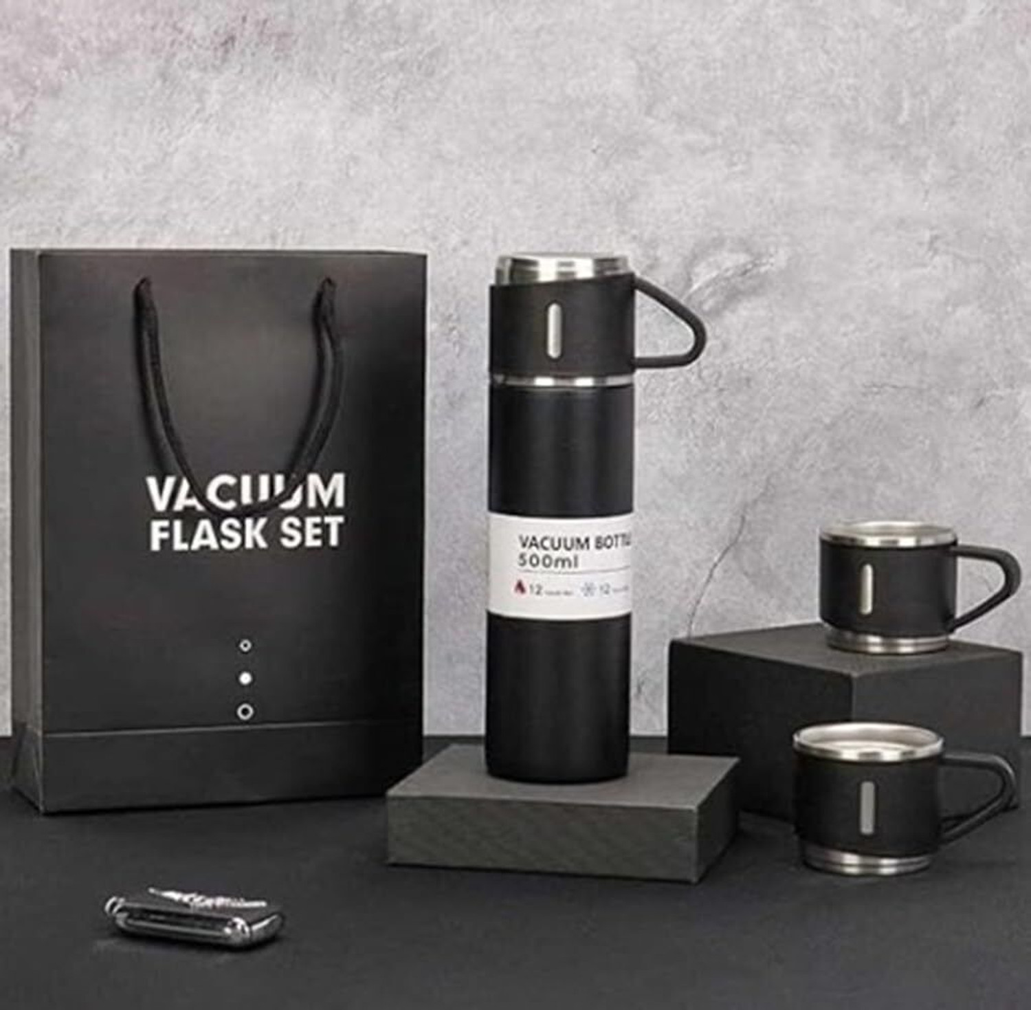 Image of JELLIFY Vacuum Flask set 3Cup set for Hot &Cold Drink BPA Free(Giftset Multicolor) 500 ml Steel Flask