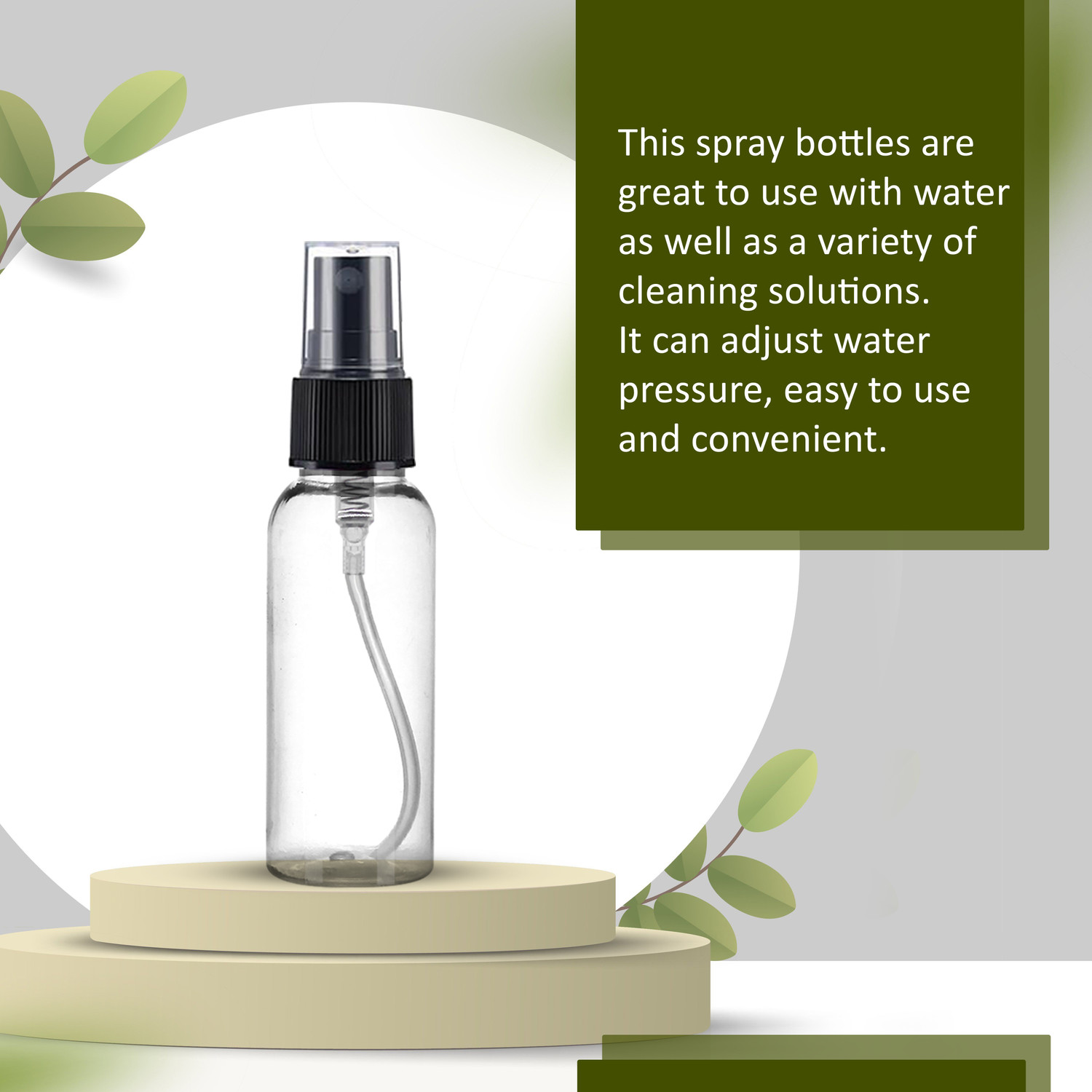 Image of nsb herbals Clear Plastic Empty Refillable Reusable Black Fine Mist Spray Bottle with Cap 30 ml Glass Spray Bottle