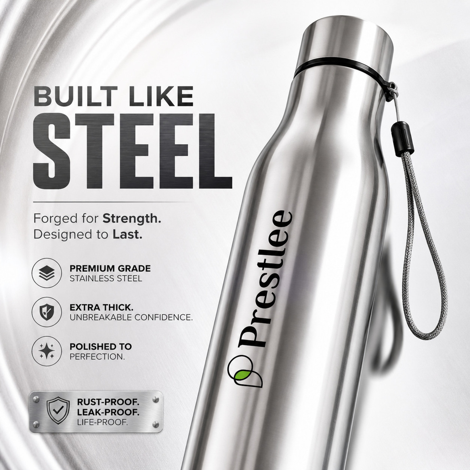 Image of Prestlee Tag Stainless Steel Water Bottle 1000 ML (2 SET) 2000 ml Steel Bottle