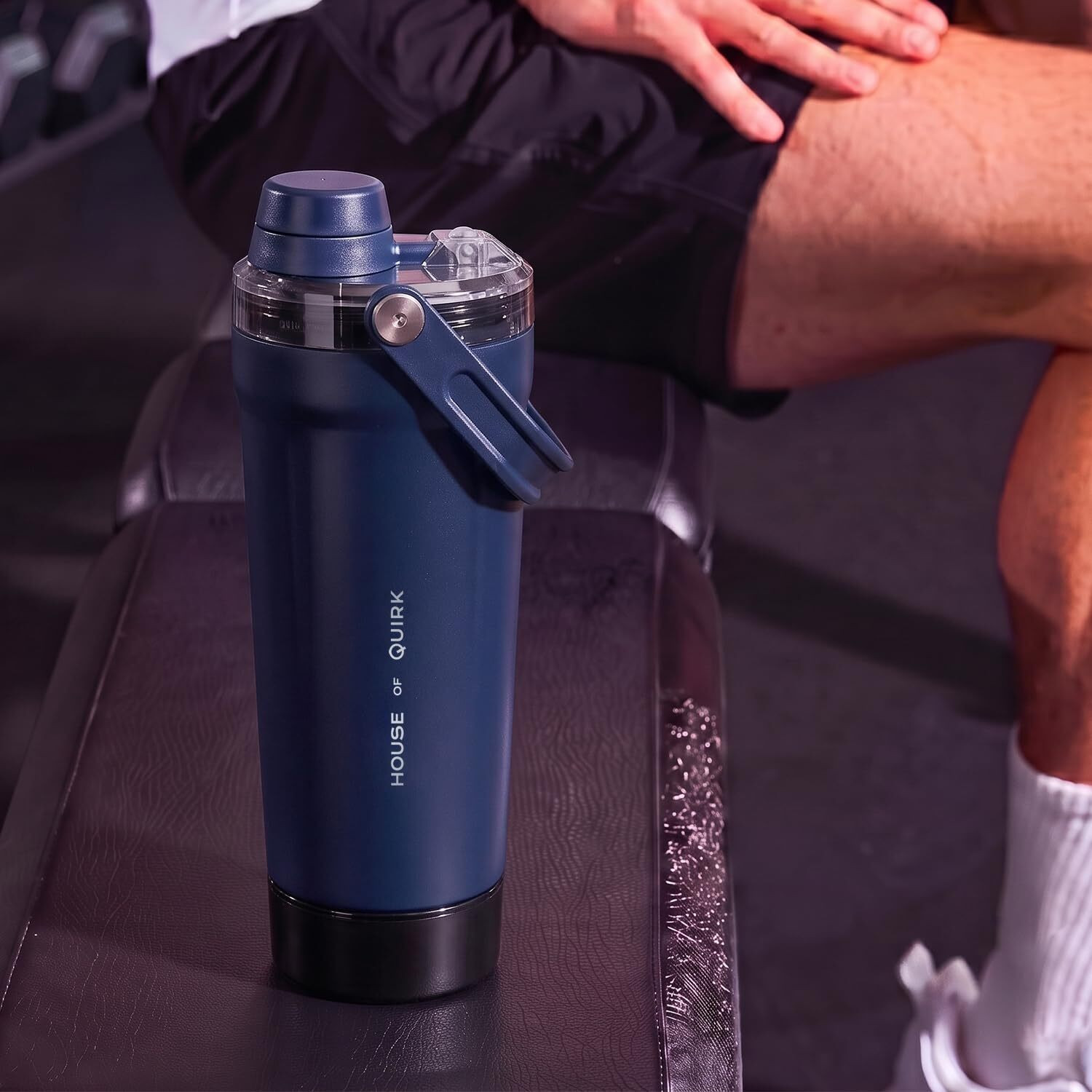 Image of HOUSE OF QUIRK APEX Shaker Bottle with Storage Compartment, Protein Shake Bottle 591 ml Steel, Plastic Shaker