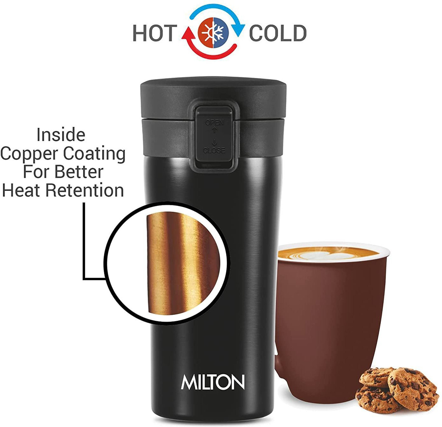 Image of MILTON Coffee Mug Thermosteel Hot or Cold Insulated Flask Tea Mug,Soup Flask,Juice Mug 300 ml Steel Flask