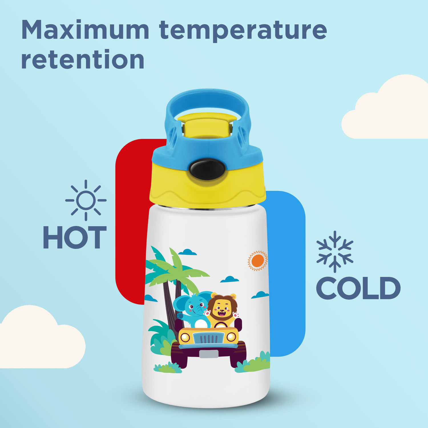 Image of MILTON Insulated Spout Sipper Water Bottle with Spout Lid and Straw, 300 ml, White 300 ml Stainless Steel Bottle (Pack of 1, Multicolor)
