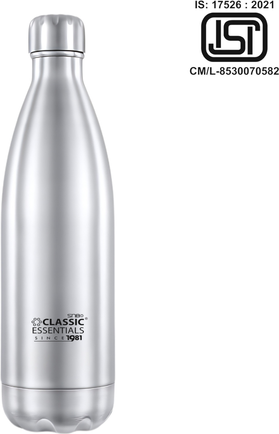 Image of Classic Essentials Insulated Double Wall Vacuum Stainless Steel Water Bottle 750 ml Steel Flask (Pack of 1, Silver)