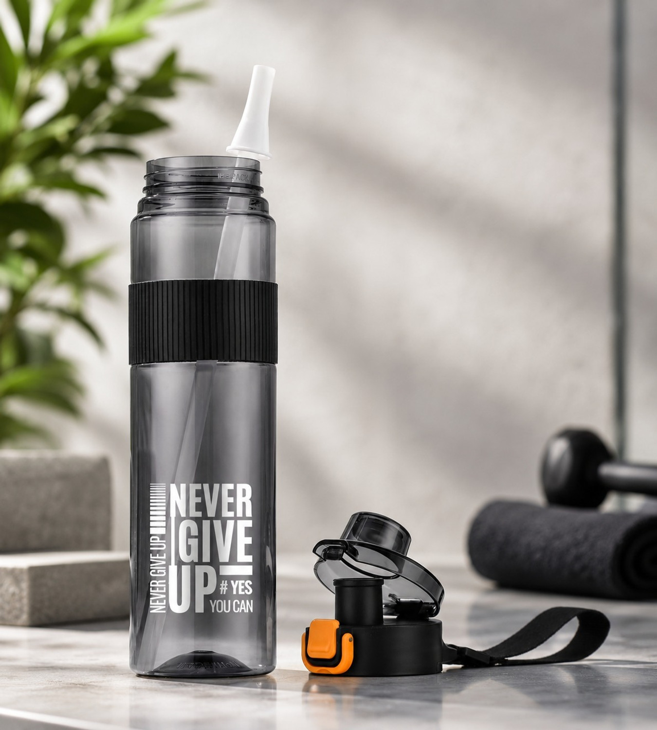 Image of DXDT 1L Motivational Water Bottle for Gym,Travel,Cycling,Sports,Yoga,Running,Office 1000 ml Plastic Bottle