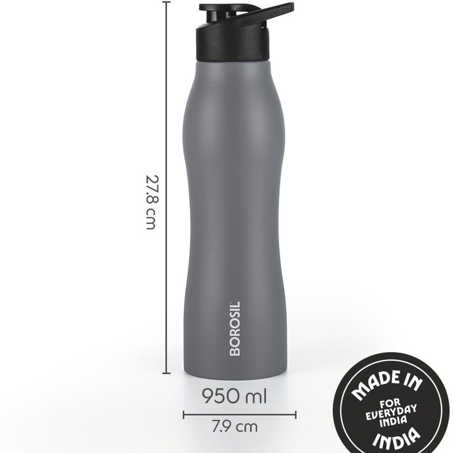 Image of BOROSIL Grip Go Made in India Single Wall 950 ml Steel Bottle