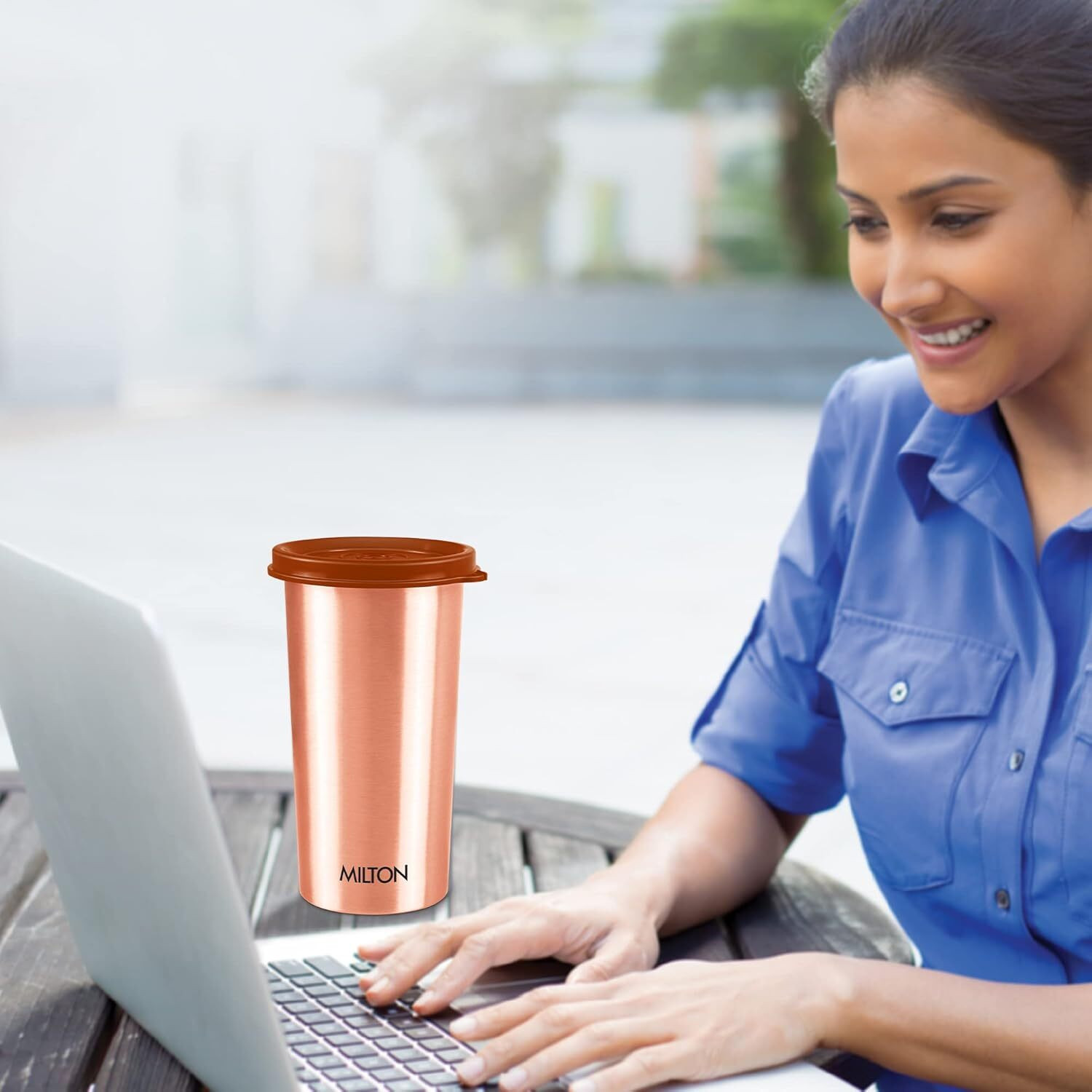 Image of MILTON Copper Tumbler Leak Proof | Office | Gym | Yoga | 480 ml Copper Flask