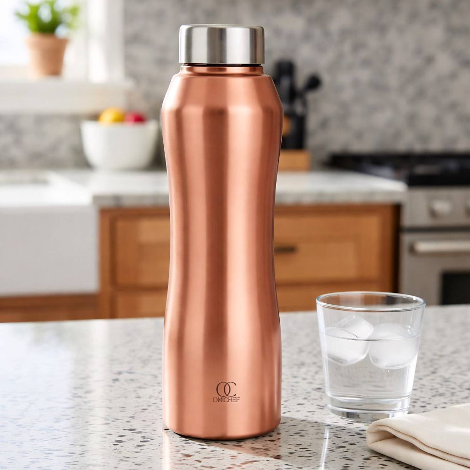 Omichef Stainless Steel Fridge Bottle Set of 6, 1000 ml Pack of 6 - Image 2