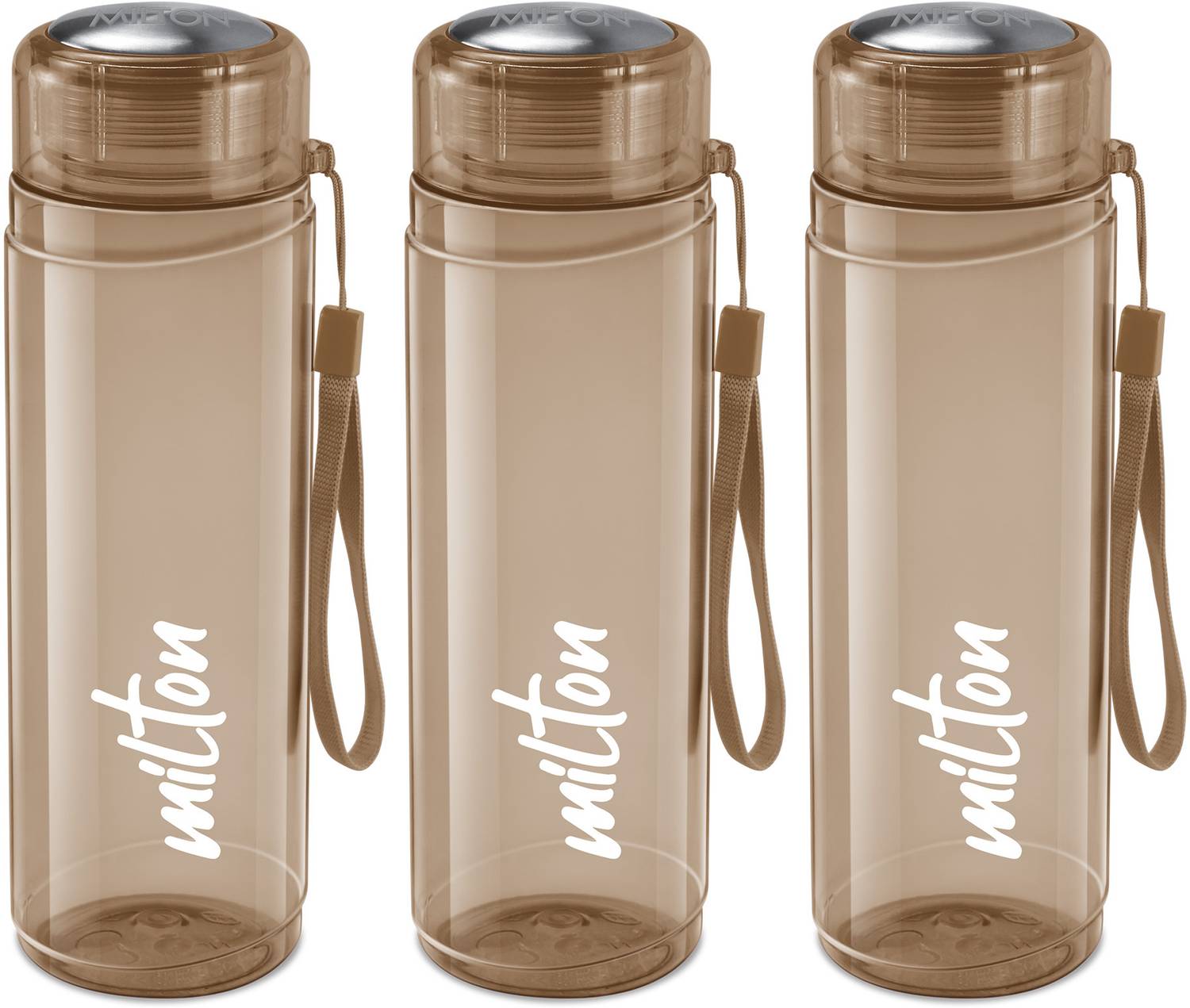 MILTON Hector 1000 Pet Water Bottle, Set of 3, 1 Litre Each, Brown 1000 ml Plastic Bottle