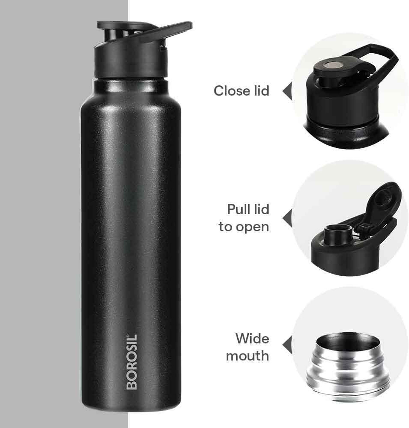 Image of BOROSIL 1 L Sipfresh Galaxy Single Wall Water Bottle for Office, School, College & Gym 1000 ml Steel Bottle