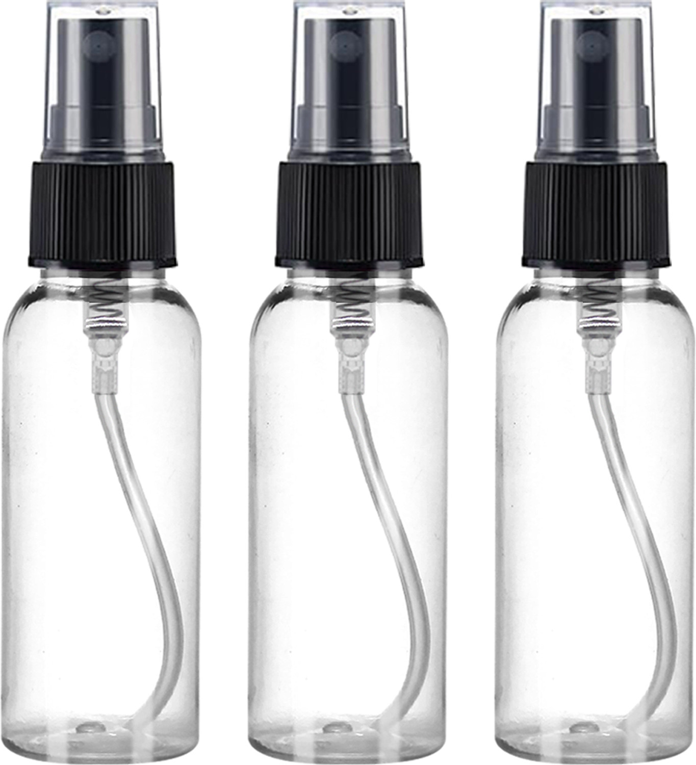 Image of nsb herbals Clear Plastic Empty Refillable Reusable Black Fine Mist Spray Bottle with Cap 30 ml Glass Spray Bottle