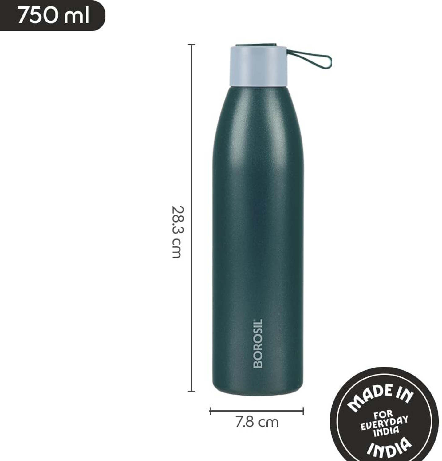 Image of BOROSIL DUOMATE BLACK 750 ml 750 ml Steel Bottle