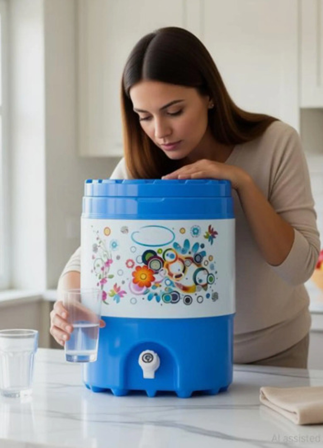 Image of MANSA ENTERPRISES. NEW 01 BLUE Plastic Insulated Water Camper 20 L Cool Bottom Loading Water Dispenser