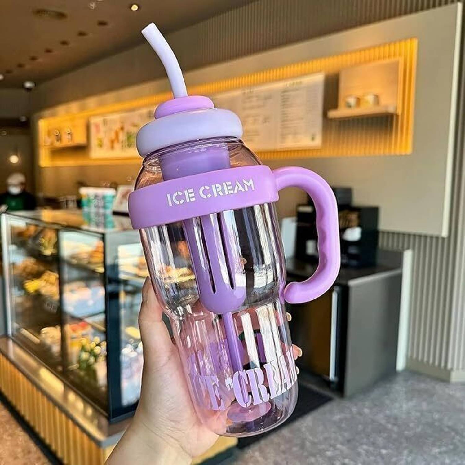 advik mart BPA-Free Ice Cream Water Bottle with Handle | Perfect for Kids, School & Office 1300 ml Plastic Sipper