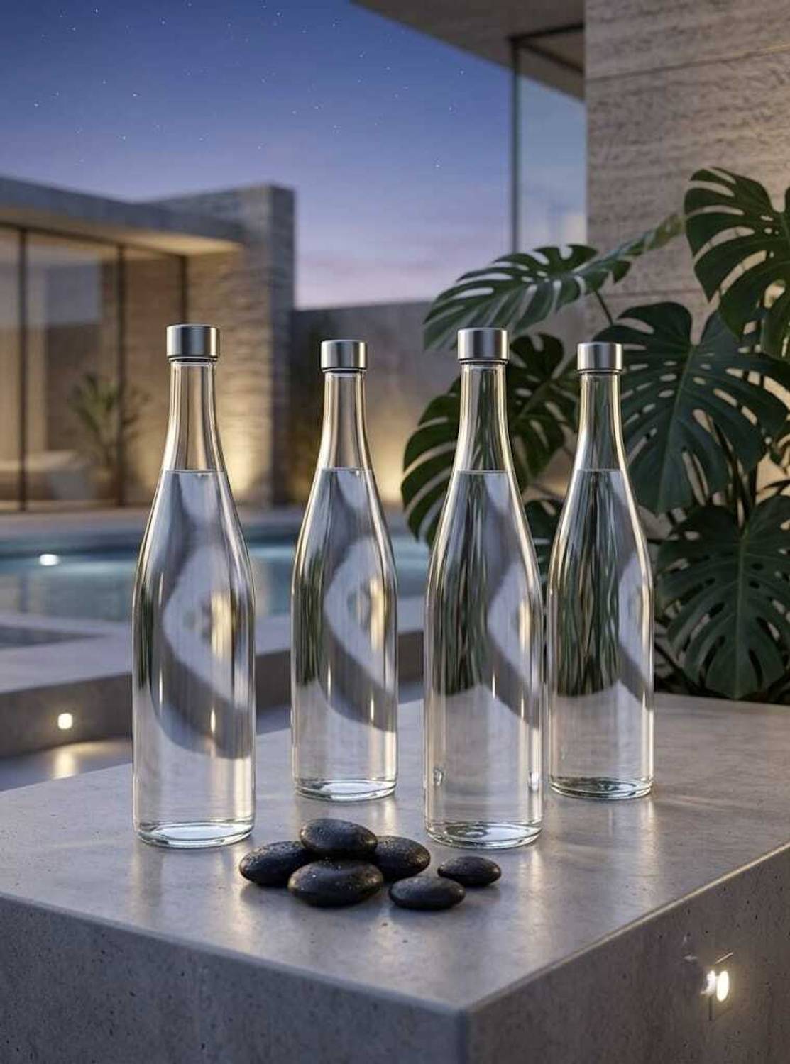 AARCGLASS AARC Glass Water Bottle 1 Liter Plain Narrow Mouth Pack of (4) 1000 ml Glass Bottle