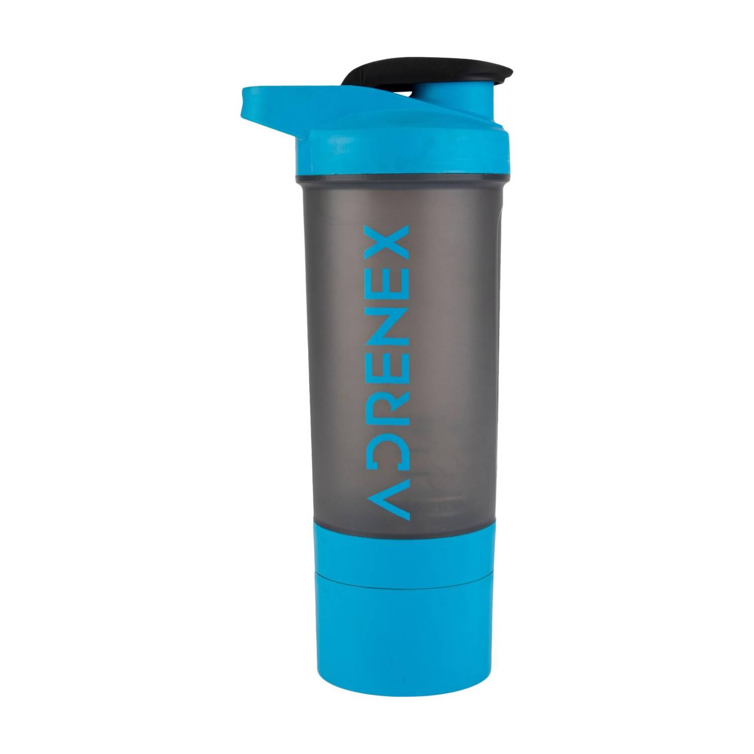 Adrenex BPA Free Gym Bottle with Double Supplement Storage Compartment and Mixer Ball 700 ml Plastic Shaker