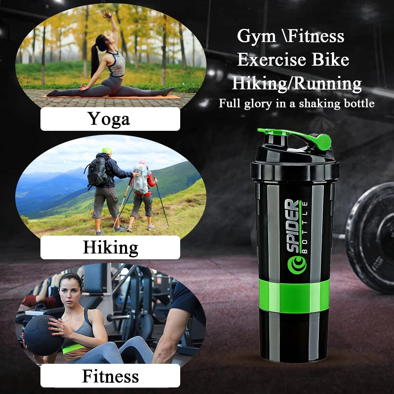 Image of FIT 4 HEAL Spider Shaker Bottle with Storage 500ml Protein Mixer Bottle 500 ml Plastic Shaker