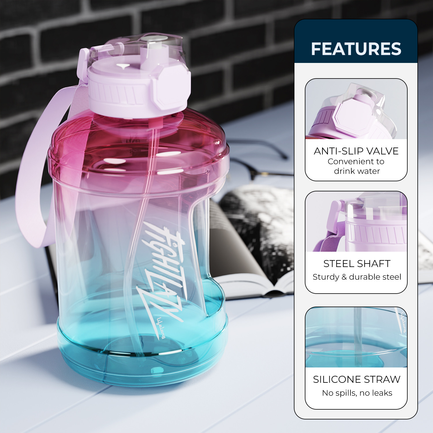Image of Lifelong Gallon Water Bottle 1.6 Liter for Gym & Sports 1600 ml Plastic Bottle