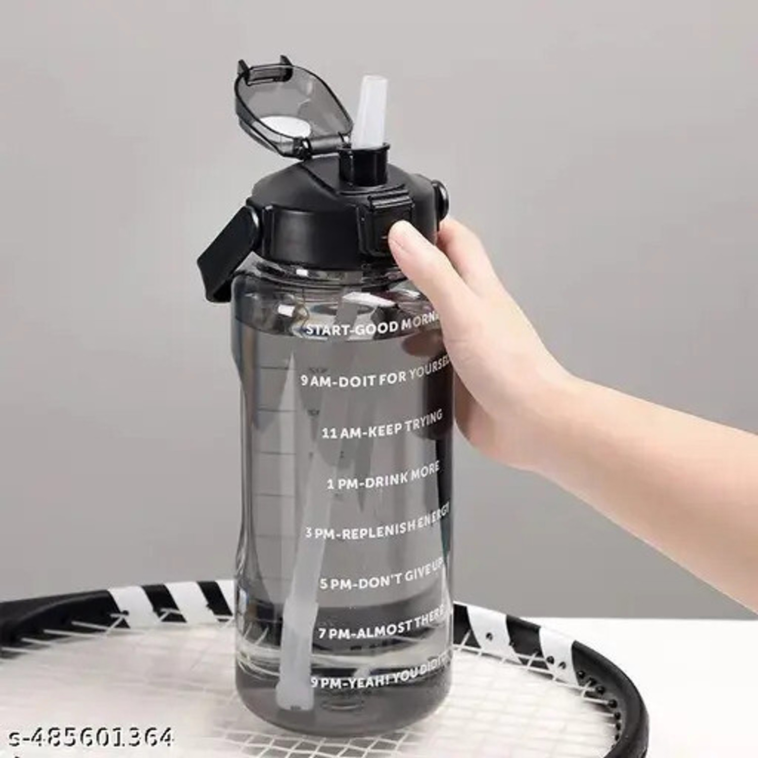 Image of AMBIOUS Motivational Time Marker & Leak Proof Transparent Water Bottle 2000 ml Plastic Sipper