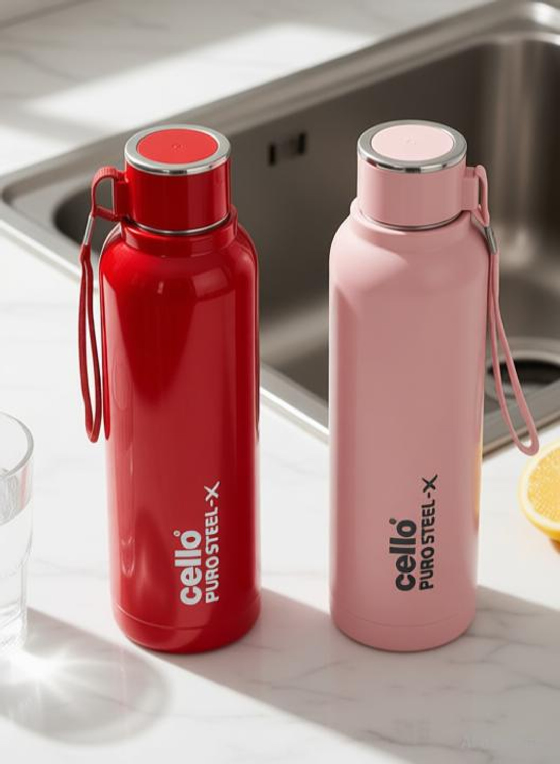 Image of cello Puro Steel-X Benz 600 Insulated Inner Steel Outer Plastic Water Bottle, 520 ml Steel, Plastic Bottle