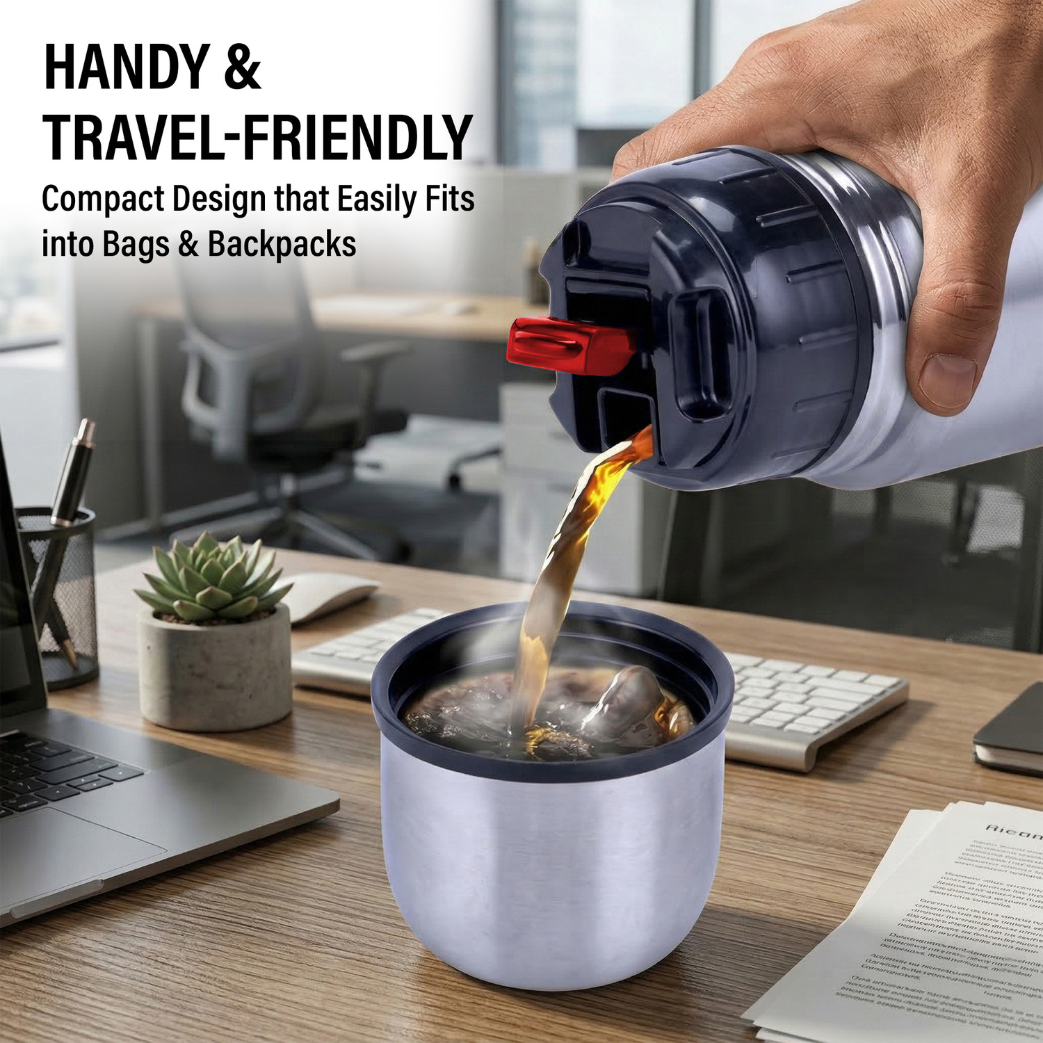 Image of HILTON Stainless Steel Vacuum Insulated Flask, 24hrs. Hot & Cold Thermos, BPA-Free 350 ml Stainless Steel Flask