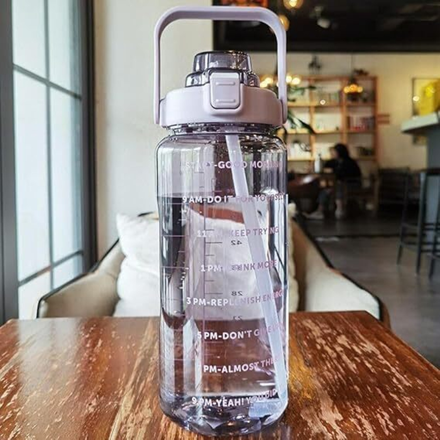 Image of Krushishth 2 Lit Water Bottle with Straw MOTIVATION 2000 ml Plastic Bottle