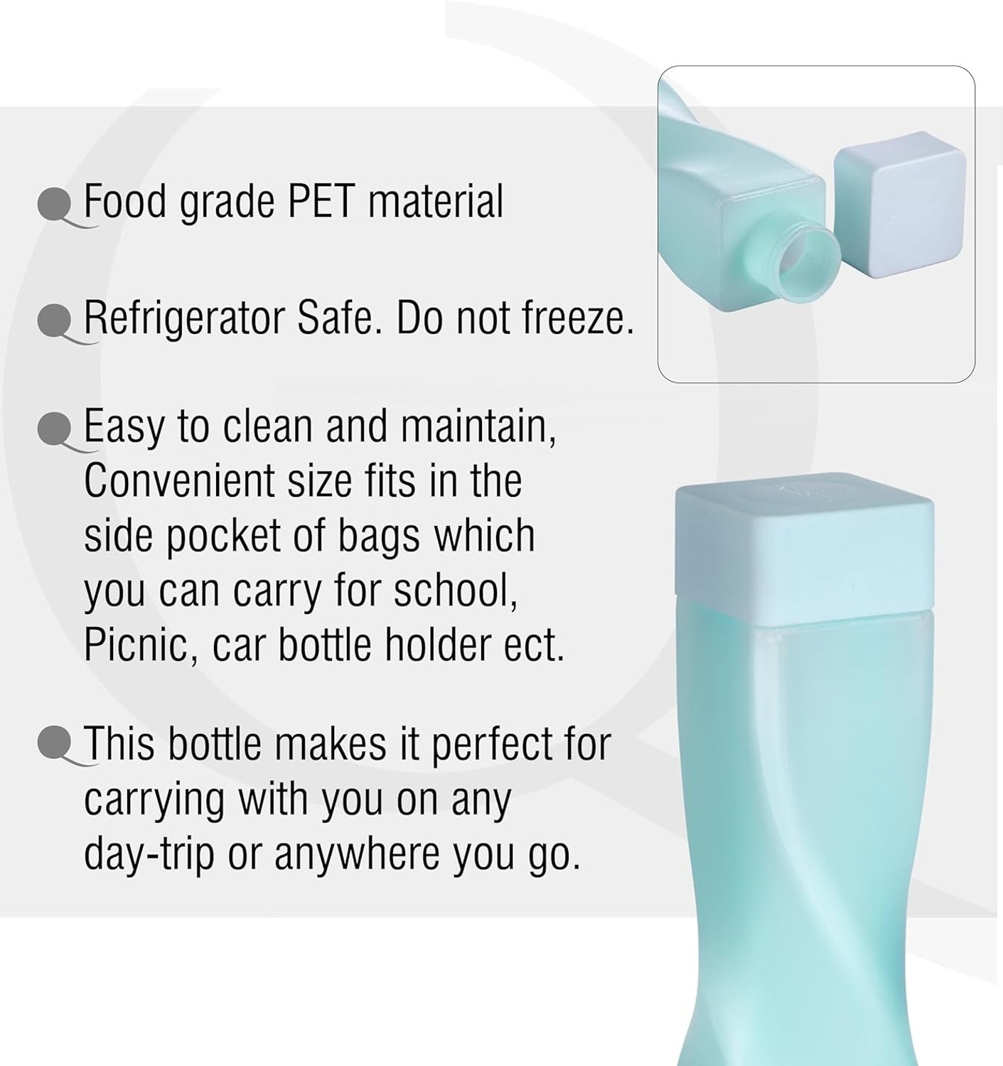 Image of ZROY ENTERPRISE Twisted Water Bottle 1000 ml Leak Proof Fridge Bottle, Freezer Safe Reusable 998 ml Glass Bottle