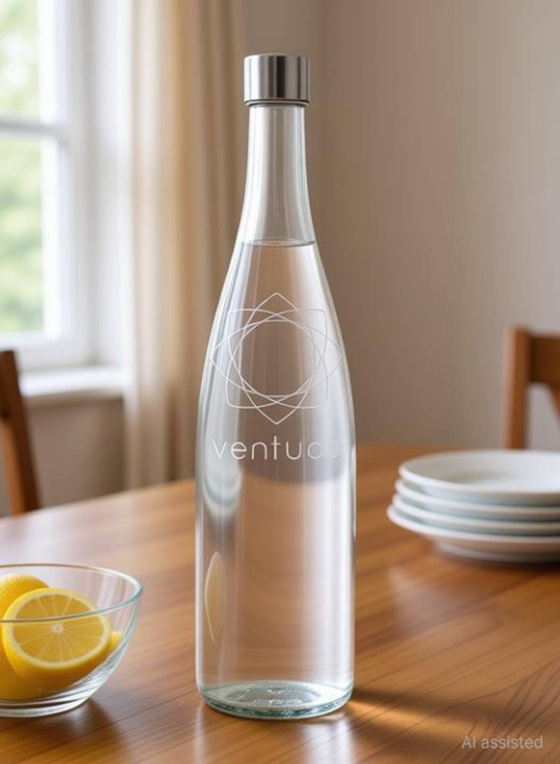 AARCGLASS Glass Water Bottle 1 Liter Airtight Lid Clear Pack of (4) 1000 ml Glass Bottle