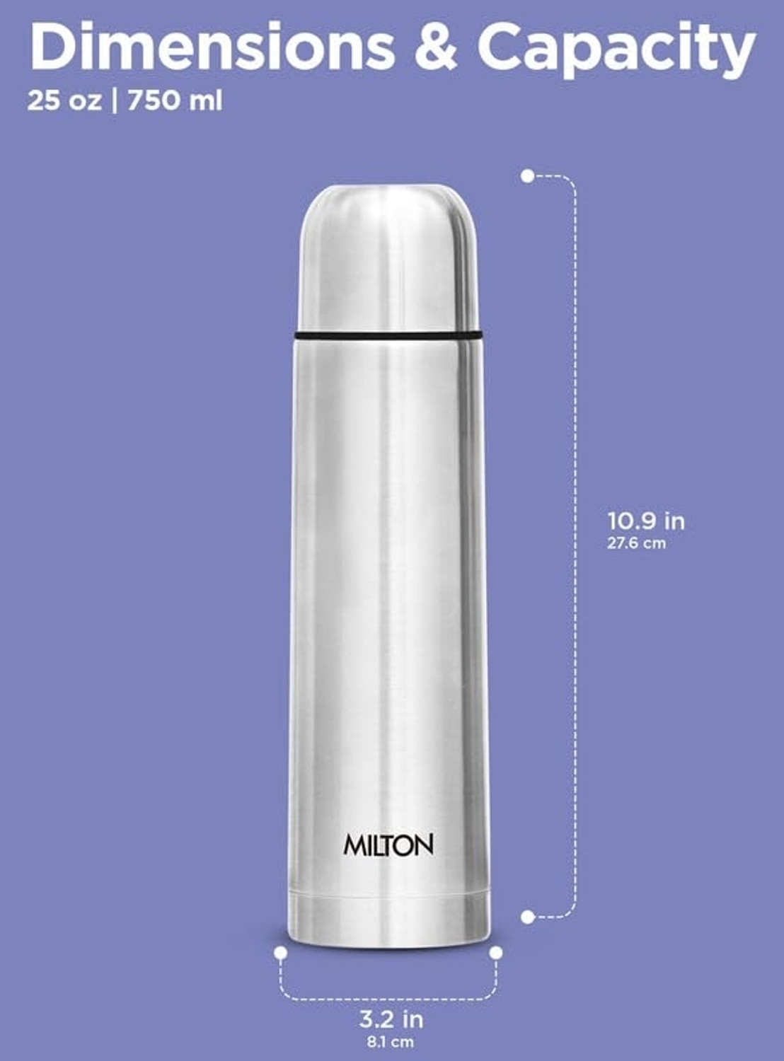 Image of MILTON Thermosteel Flip Lid Stainless Steel Vacuum Insulated Bottle 750 ml (Silver) 750 ml Stainless Steel Flask