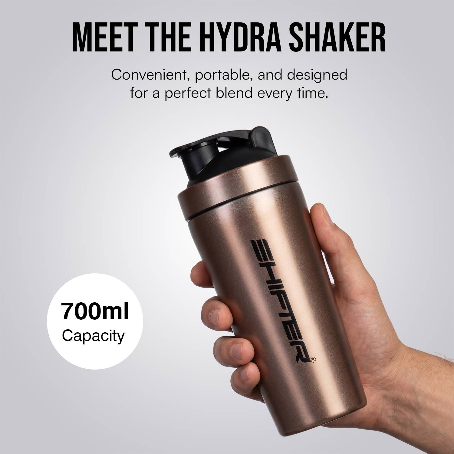SHIFTER Gym 700 ml Stainless Steel Shaker Bottle - Image 3
