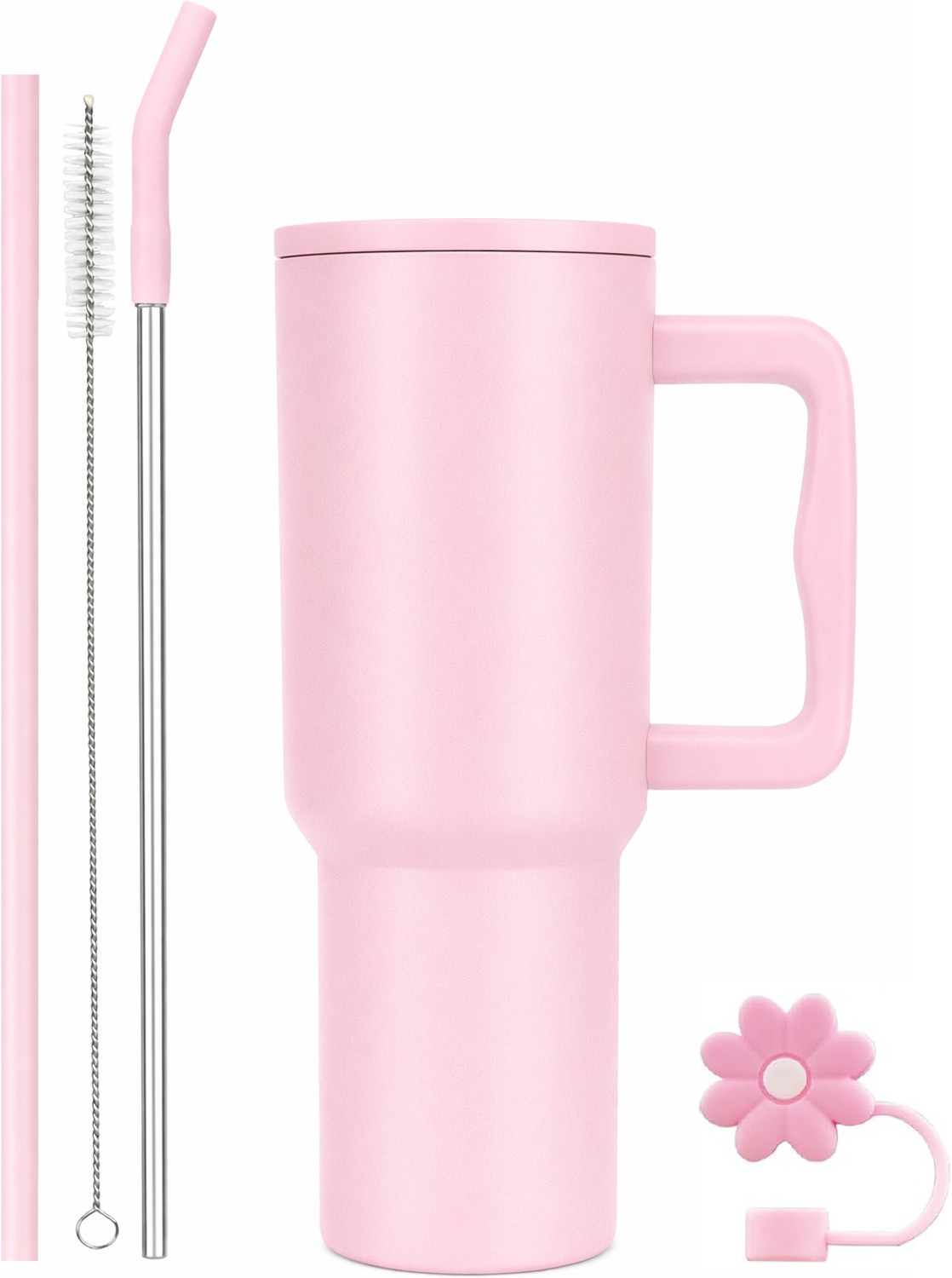 Image of INDIWARRIOR Insulated Tumbler with Handle & Straw | Double Wall Vacuum Travel Stainless Steel Tumbler