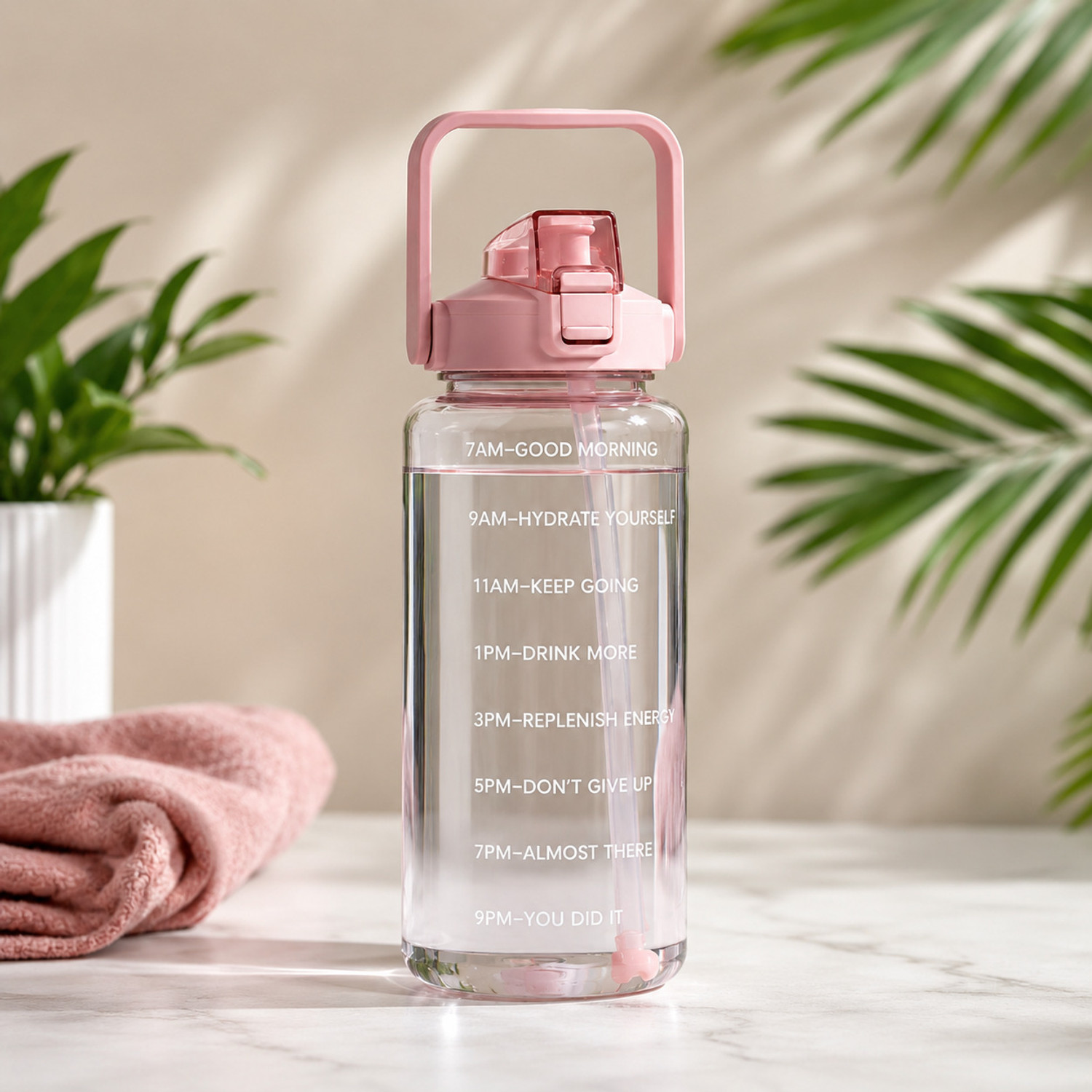 Image of GARIHC ENTERPRISE Motivational Transparent Gallon Gym Water Bottle for Fitness for Men & Women 2000 ml Plastic Shaker