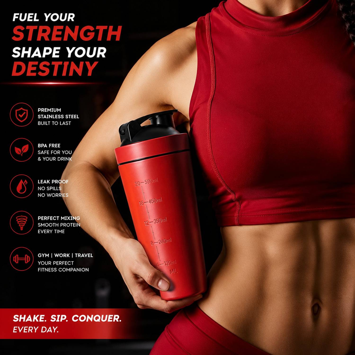 Youone 750 ml Steel Shaker Bottle - Image 4